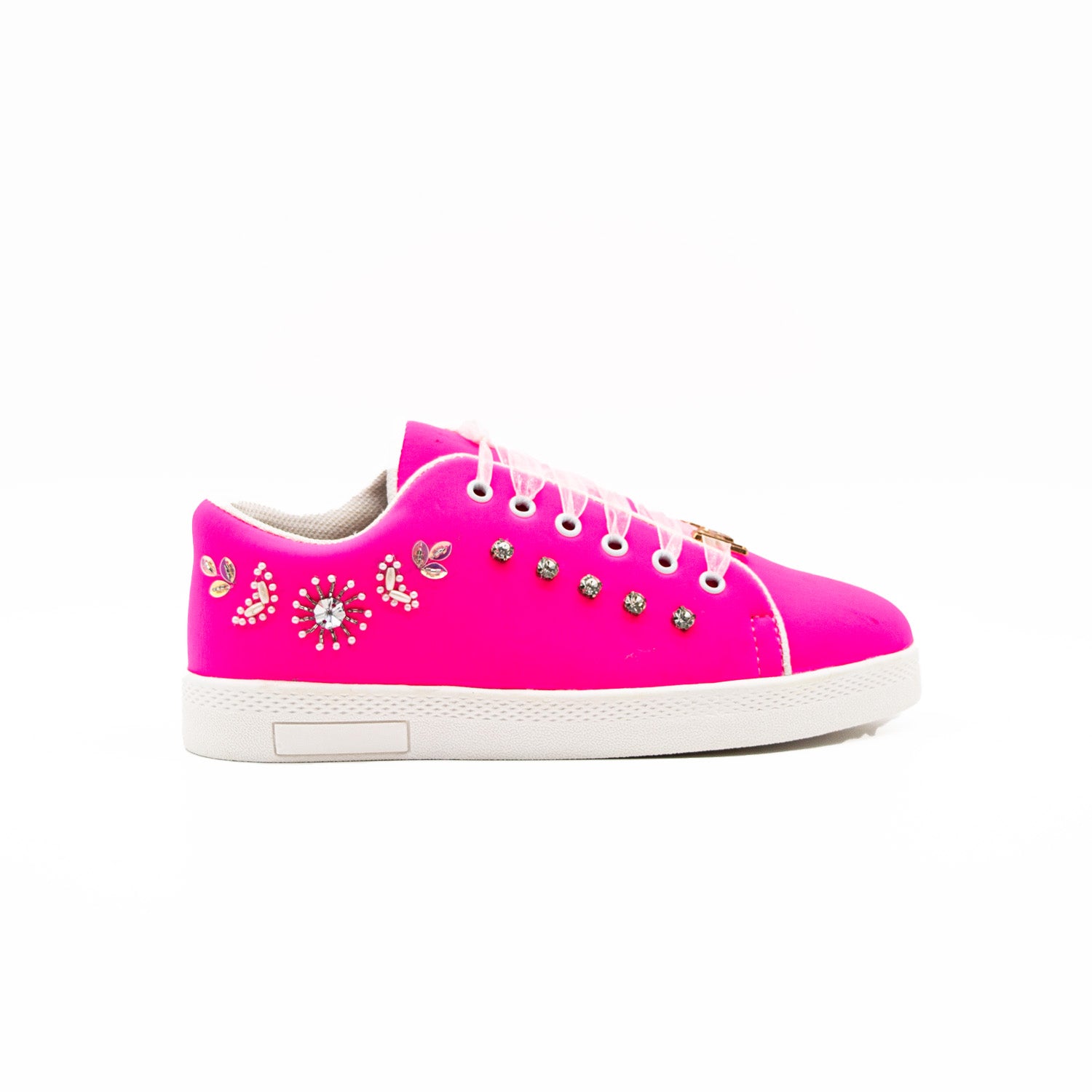 The Juniper  Luxury Hot Pink Lycra Handmade Embellished Tennis Shoe | RETTROSE |